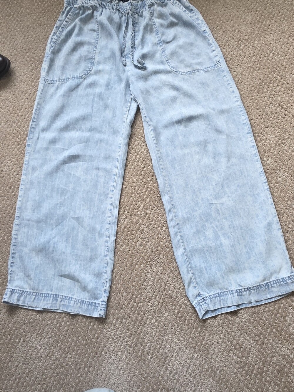 Splendid Light Blue Relaxed Lyocell Pants With Elastic Waist Jeans